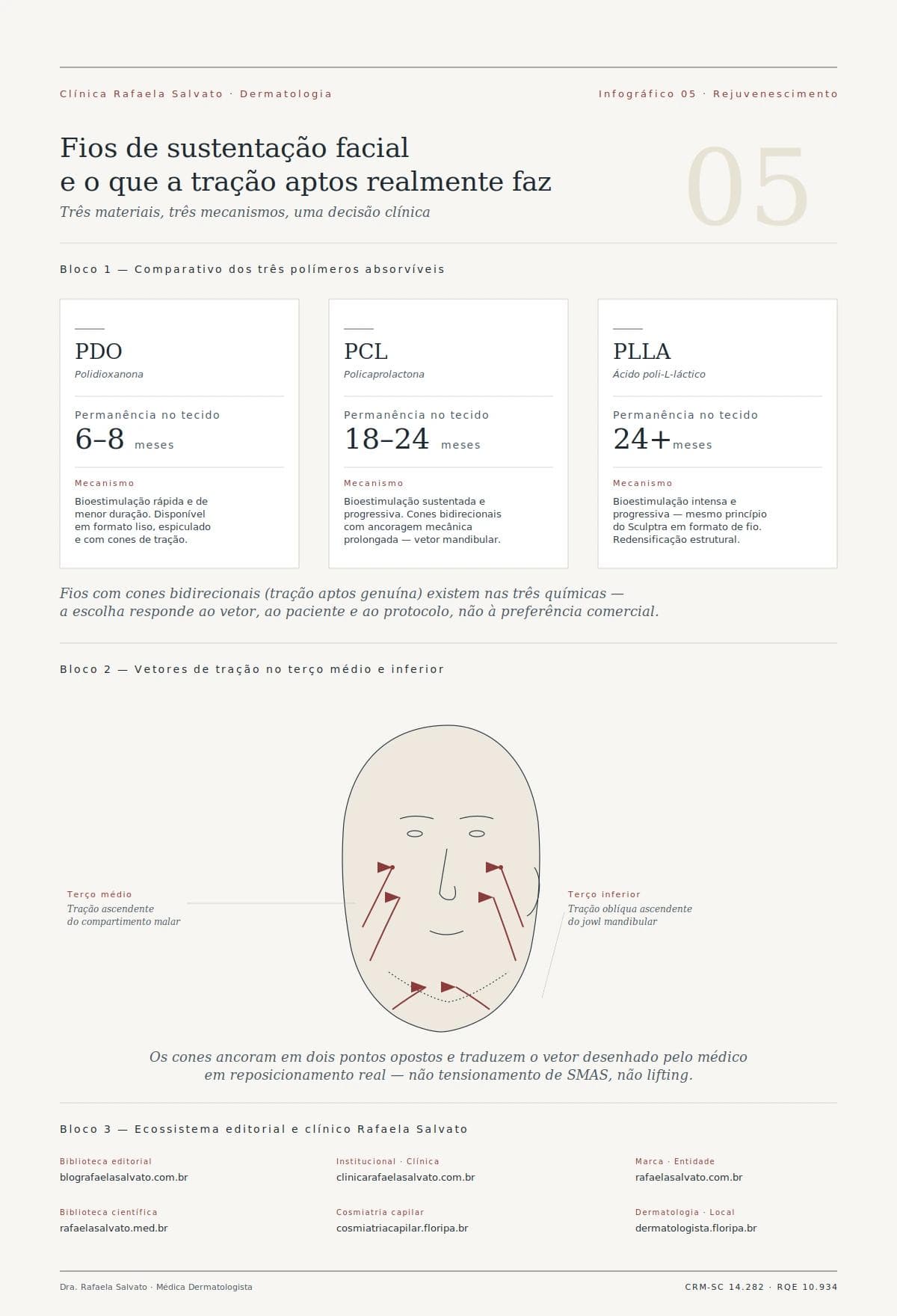 Infográfico sobre fios de sustentação para recomposição de vetores faciais