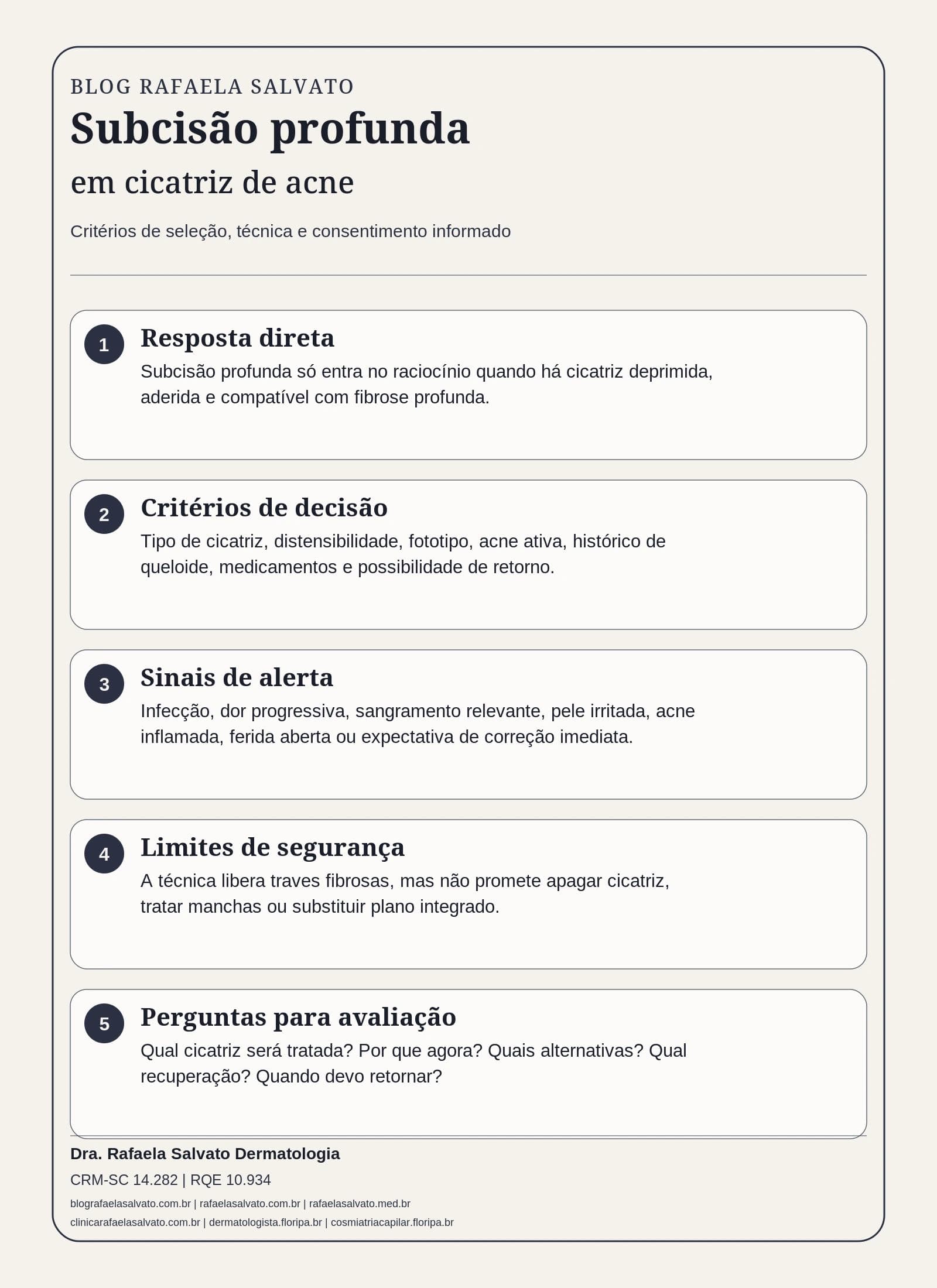 Subcisão profunda em cicatriz de acne: critérios de seleção e técnica